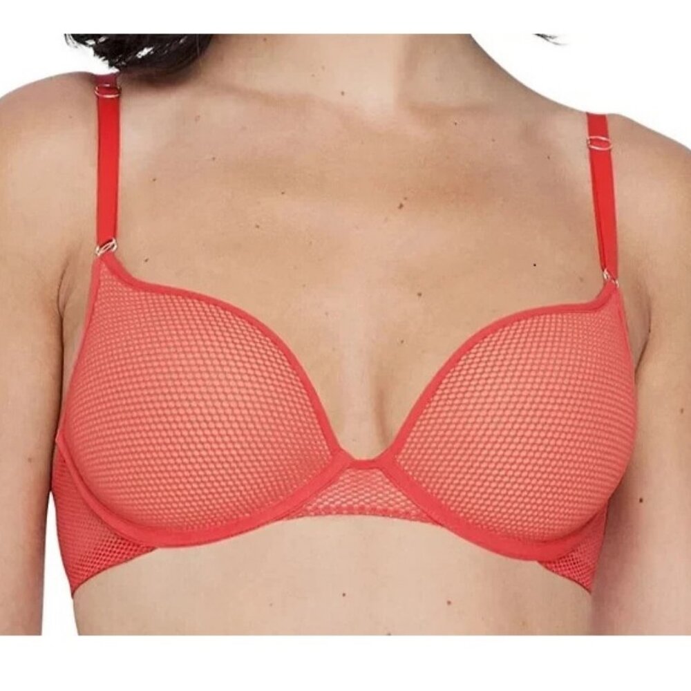 Skarlett Blue Women's Mischief Fishnet Mesh Push-Up Bra, Watermelon Beige, 34DDD